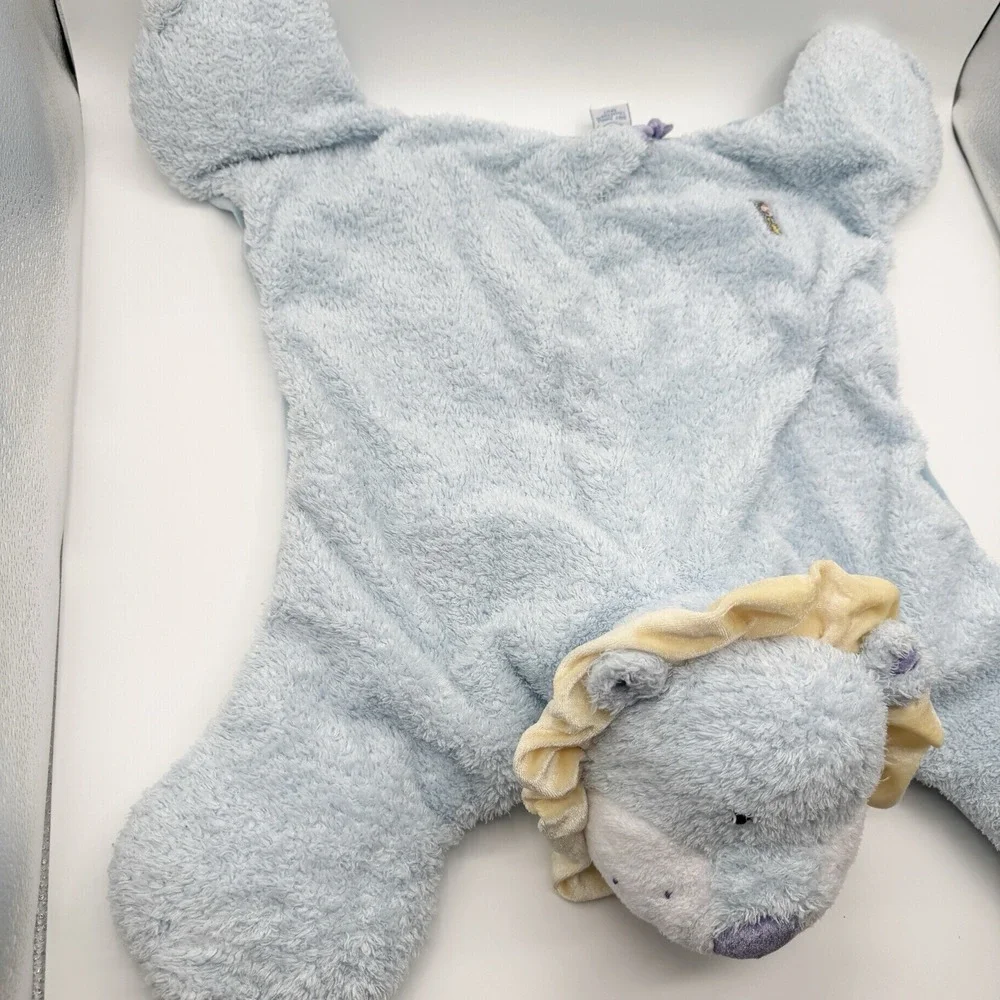 Cuddles Lion Rug Baby Gund 58127 Jungle Blue Plush Security Blanket Lying Down